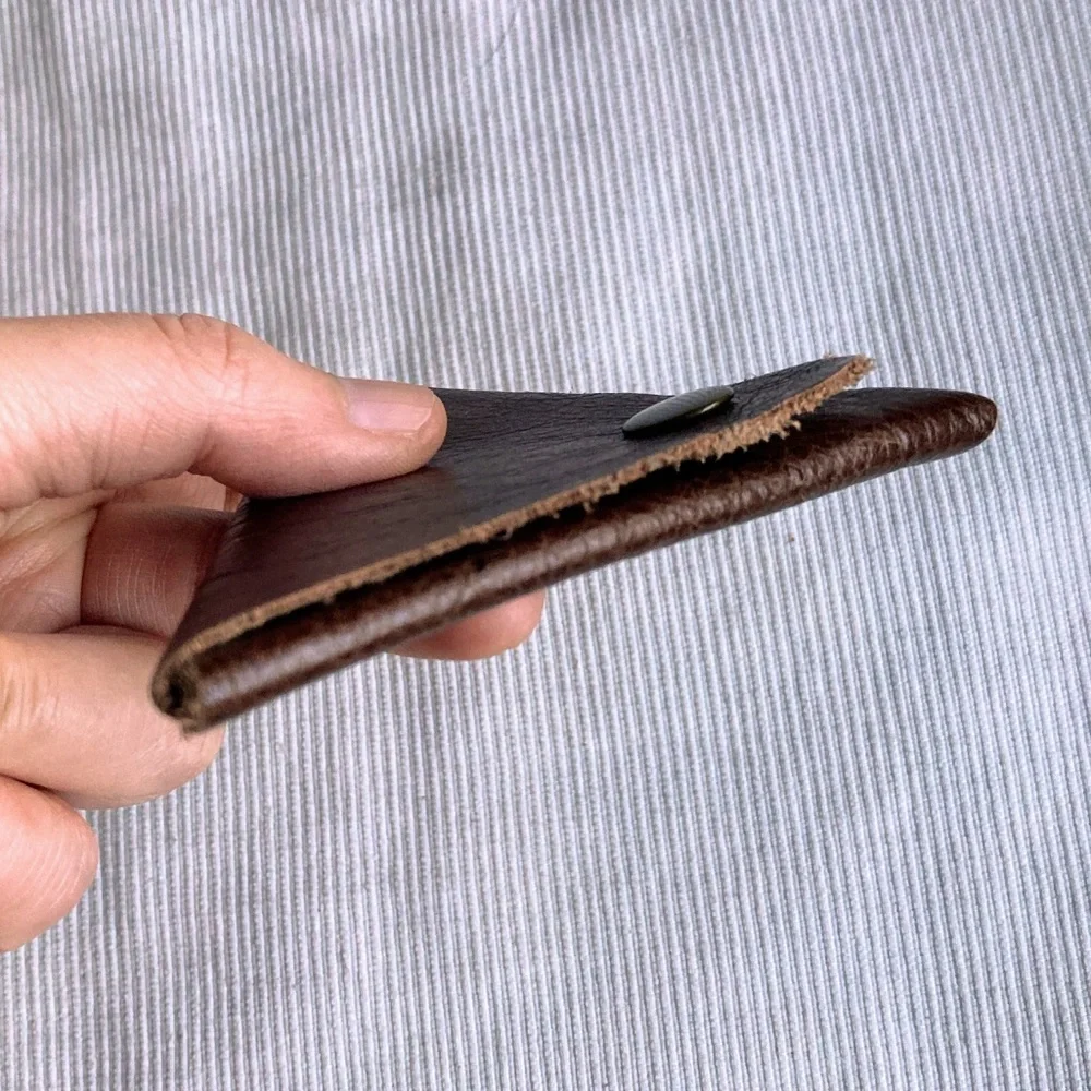 Vintage Unisex Leather Triangular Folding Coin Purse